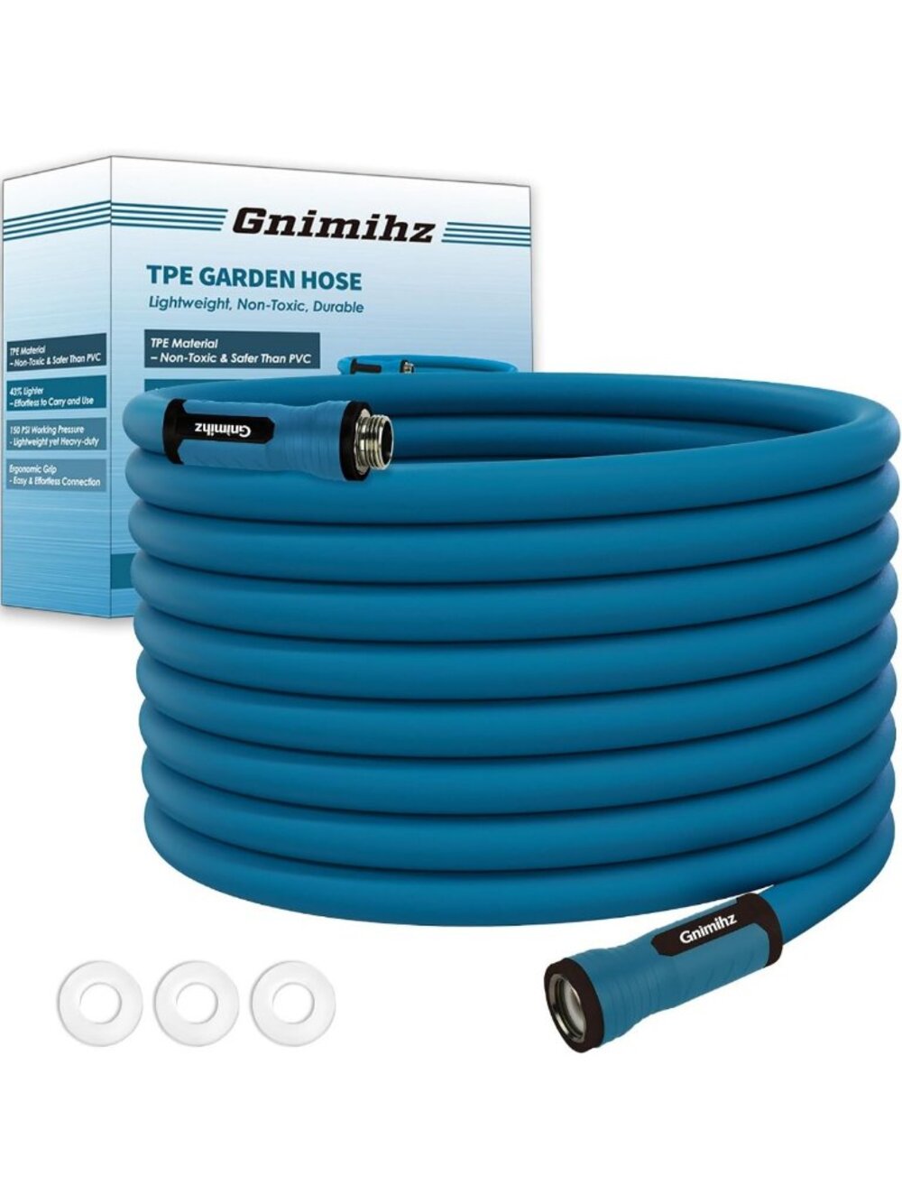 Durable 100ft Lightweight Garden Hose - TPE Material, Ergonomic Grip